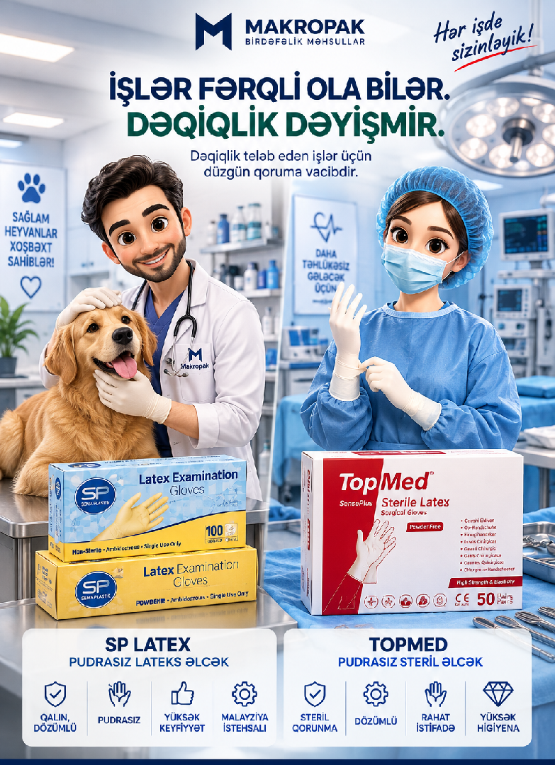 Tibbi əlcəklər SP Latex və Topmed cərrahi — İsraf materialları