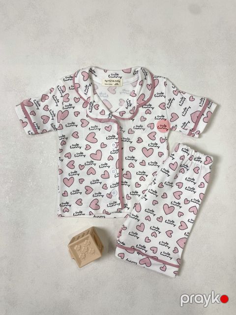 Qızlar üçün şortlu pijama dəsti 648-15644, pambıq, ağ, 18-24 ay, 2 əşya — Bakı