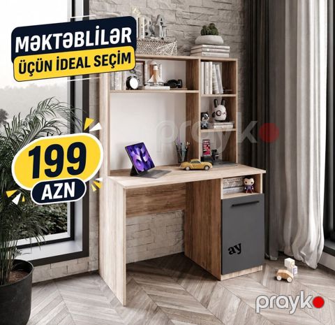 Düz masa, Stulsuz, Polkalı, Siyirməli, Teksturalı laminat — Bakı