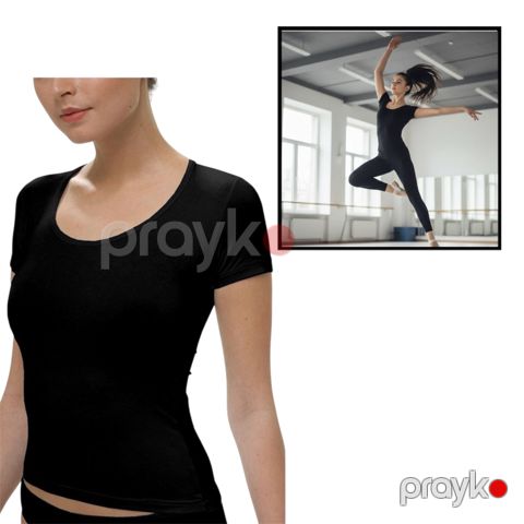 Bədii gimnastika üçün futbolka WS2134, qara, pambıq, ölçü XXL — Bakı
