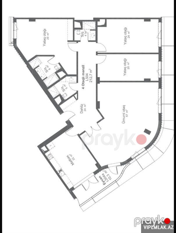 Xətai rayonunda 4 otaqlı Yeni tikili Satılır, 213 m² — Mənzil, Bakı (3)