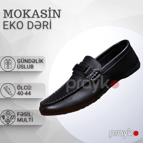 Kişilər üçün mokasin EB_1005, qara, eko dəri, ölçü 43 — Bakı