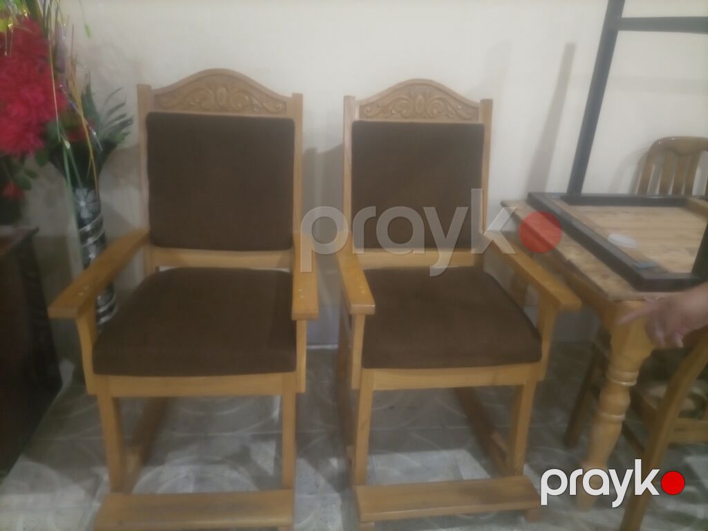 2 ədəd taxta yelləncək kreslo - Material: bərk ağac gövdə, təbii — Kreslolar, Bakı (2)
