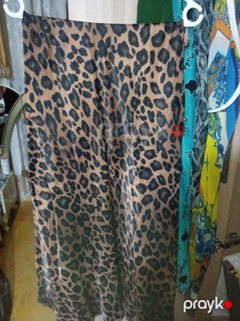 Leopard naxışlı yubka - Model: düz/boru kəsimli uzun yubka - Print — Bakı