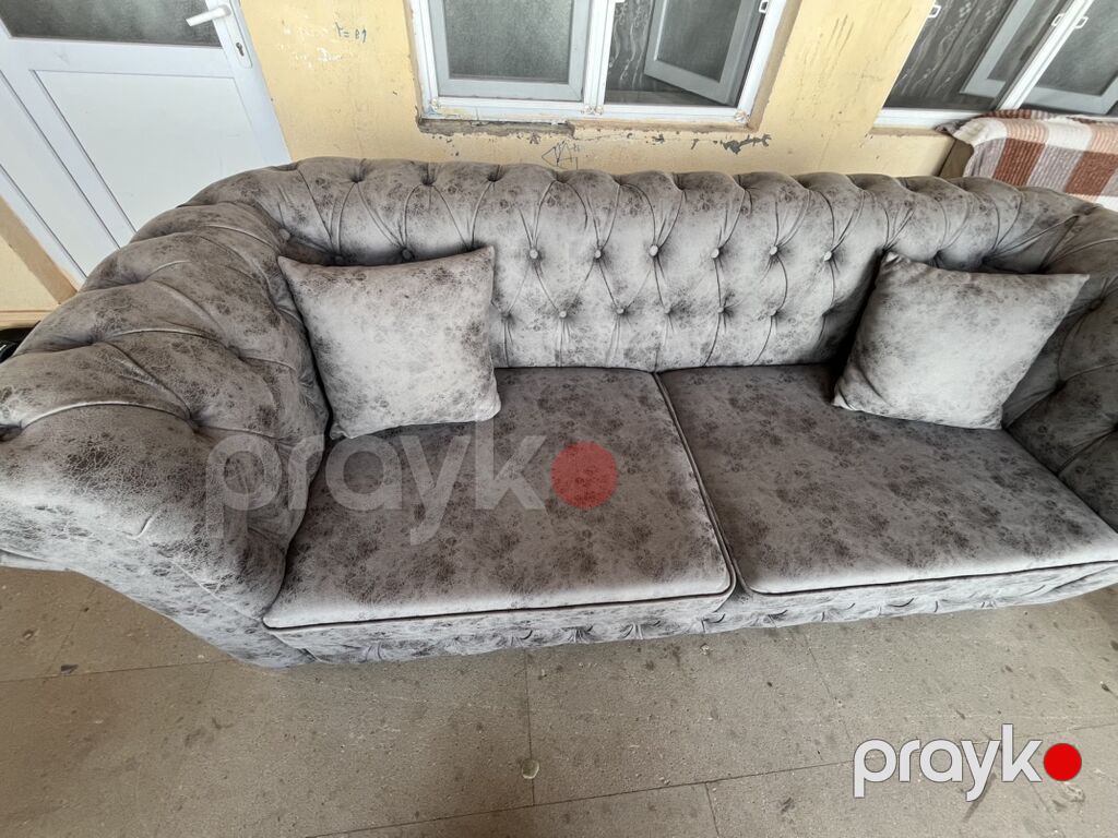 Xüsusi dizayn boz rəng Chesterfield üslublu divan - Üslub: Klassik — Divanlər, Digah (6)