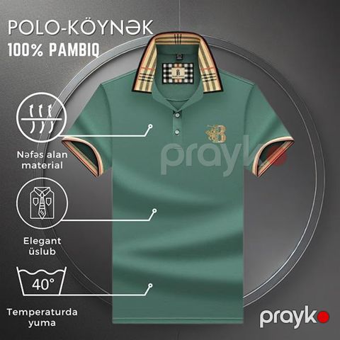 Kişilər üçün polo EB_759, yaşıl, pambıq, ölçü 3XL — Bakı