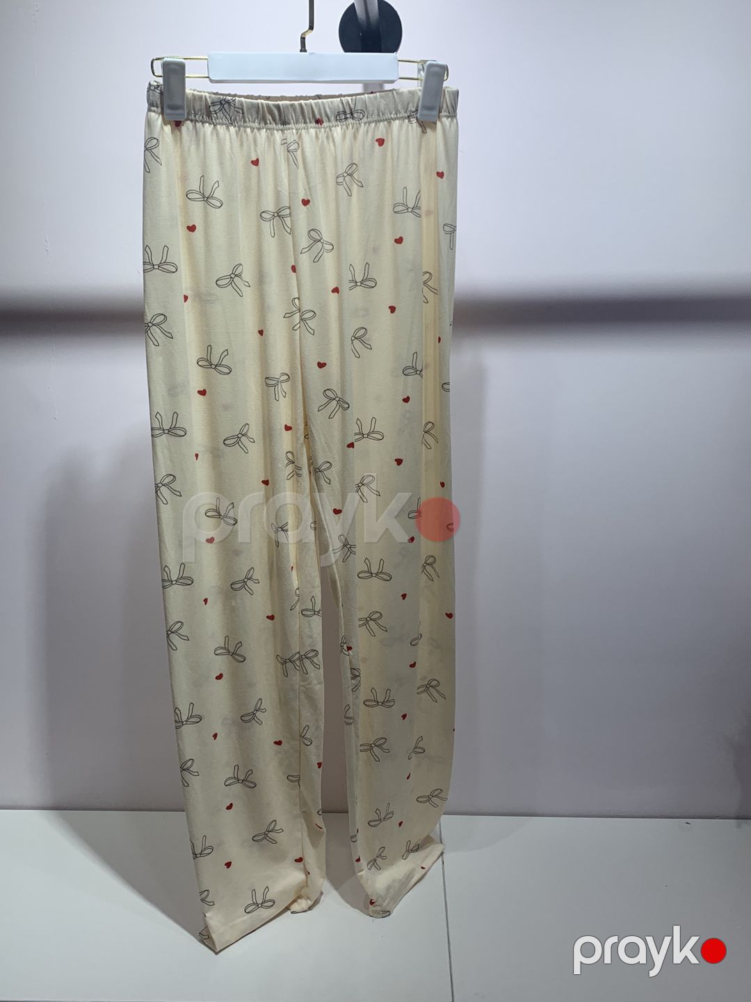 Qadınlar üçün şalvarlı pijama dəsti, bej, likra/poliester, ölçü S/M — Mallar, Bakı (3)