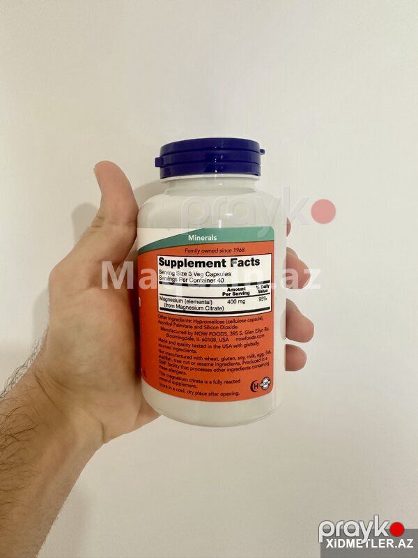 Now Foods Magnesium Citrate 120 Kapsul -Amerika maqnezyum — Gözəllik və səhiyyə, Bakı (2)