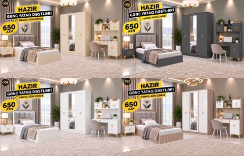 Hazır Gənc Yataq Dəstləri Qiymət: 650 AZN (şəkildə göstərilib) — Детская комната