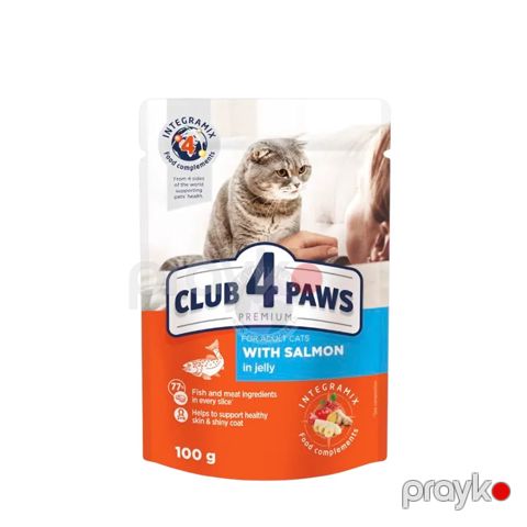 Pişiklər üçün nəm yem Club 4 Paws qızılbalıq ilə jeledə, 100 q — Bakı