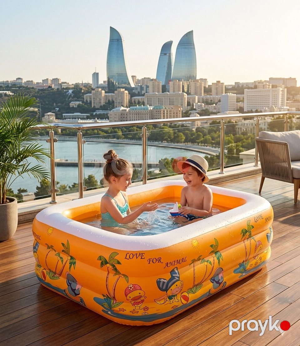 Şişmə hovuz Xiale, DT-150x100x45sm-orange, 150 L, Düzbucaq, 150 sm — Hovuzlar, Bakı (2)