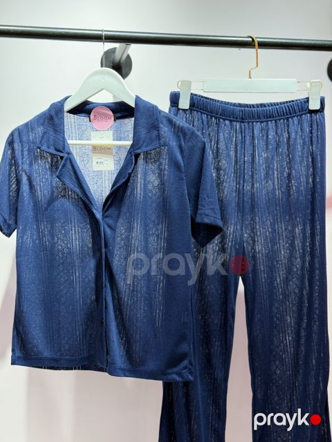 Şalvarlı pijama dəsti No brand L Göy Poliester 01.00018 — Bakı