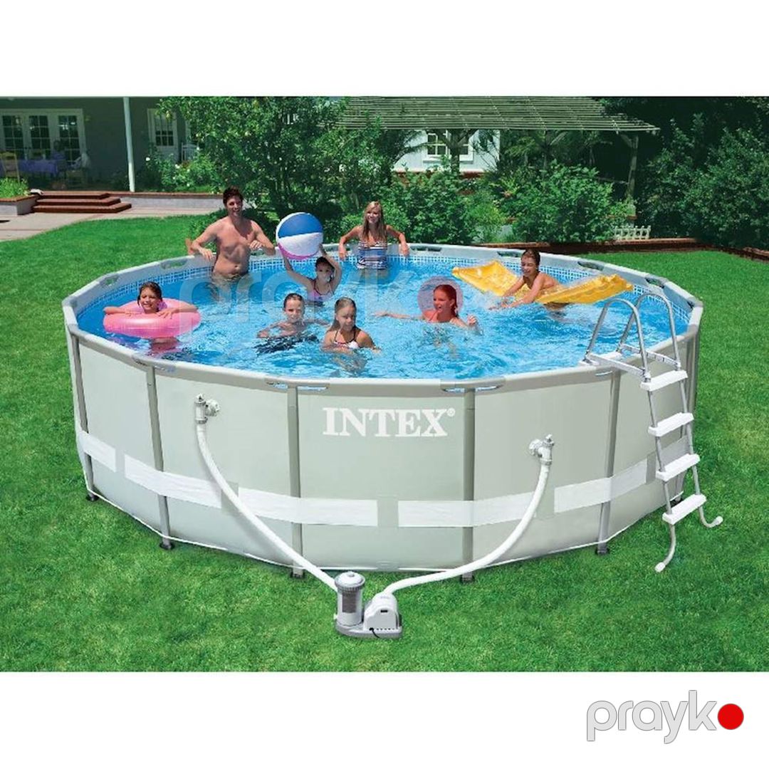 Hovuz Intex 26718 karkas, dairəvi, 366х122 sm, 10685 l, boz — Hovuzlar, Bakı (2)
