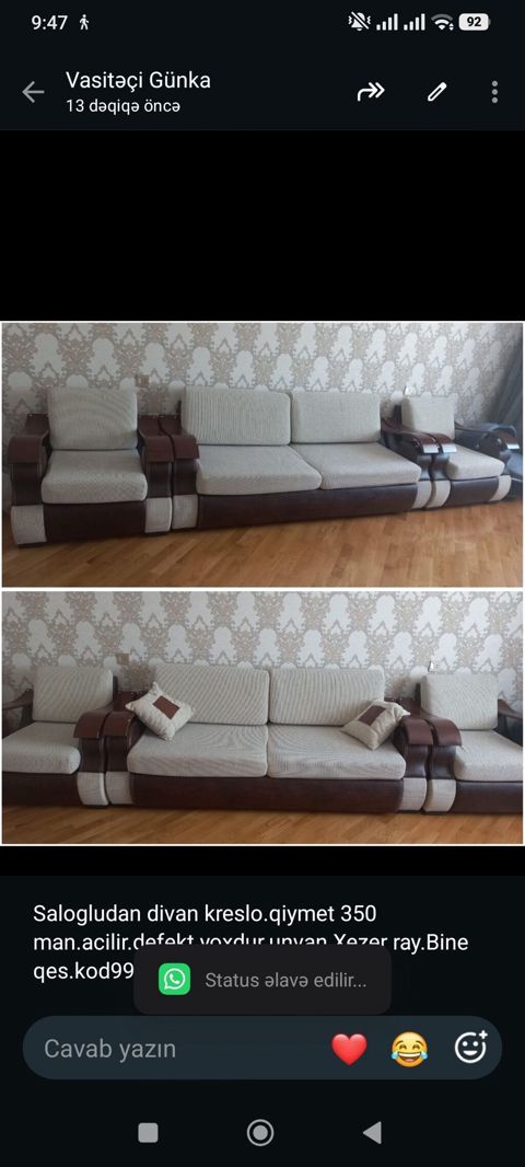 Salogludan divan kreslo.qiymet 350 man.acilir.defekt yoxdur.unvan — Мягкая мебель
