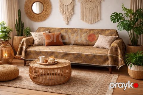 Divan örtüyü SH6, velür, qızılı, 280x170 sm — Bakı