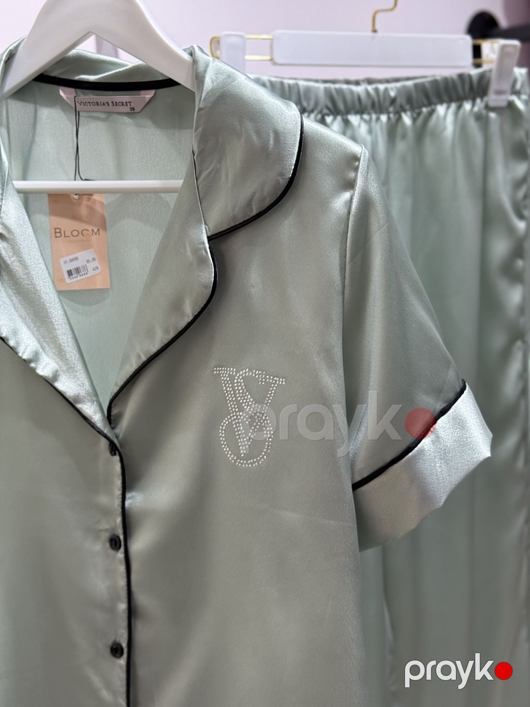 Qadınlar üçün şalvarlı pijama dəsti 2113119_1, yaşıl, atlas, ölçü 36 — Mallar, Bakı (2)