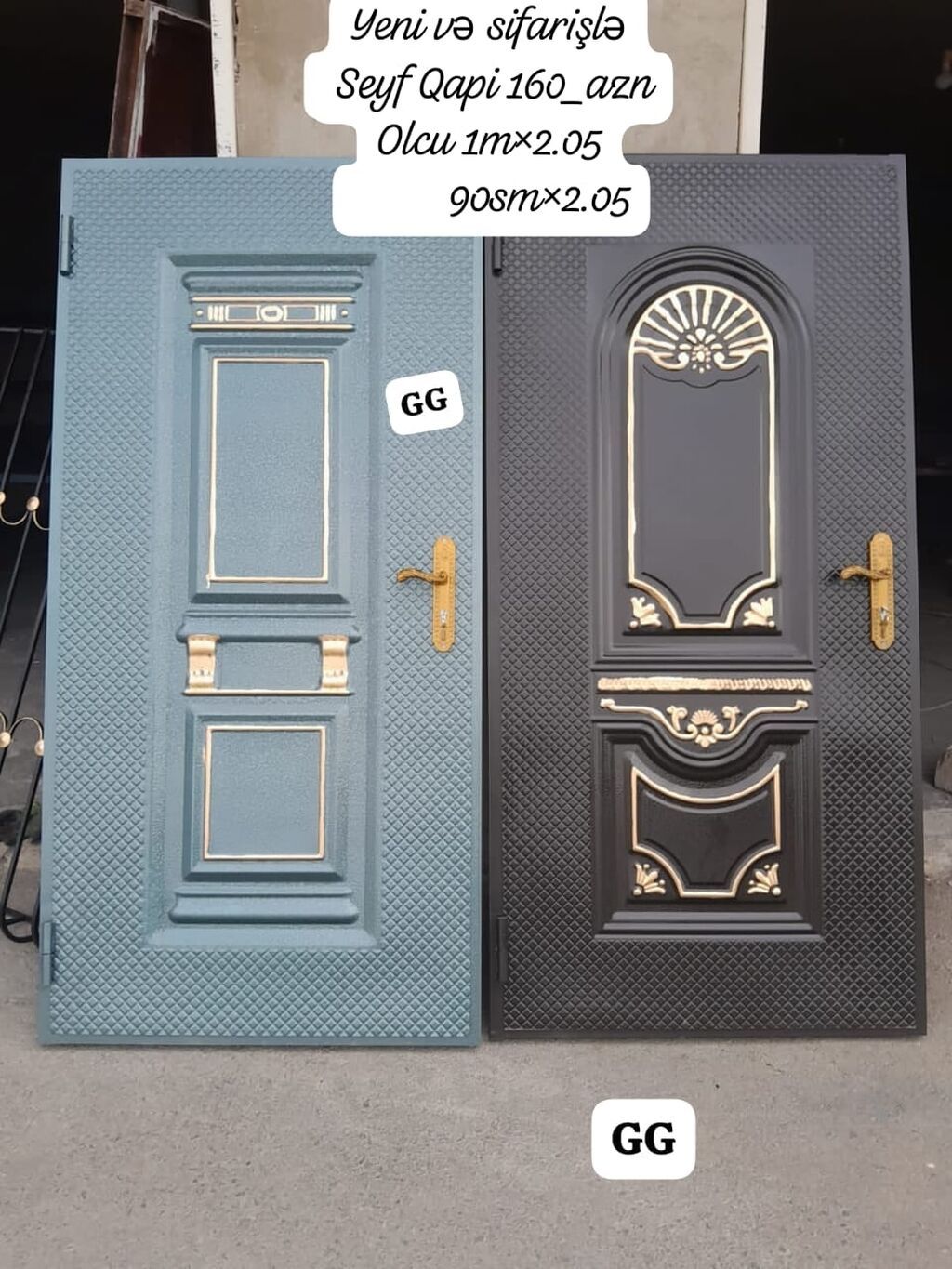 Seyf qapı – dekorativ naxışlı, metal konstruksiyalı giriş qapıları — Pəncərələr, qapılar, balkonlar, Bakı (4)