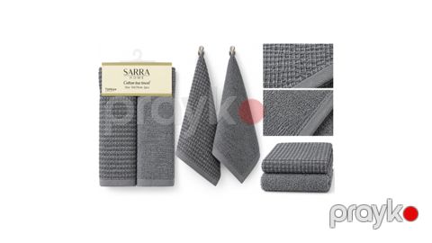 Mətbəx dəsmalı dəsti Sarra Home, 50x70 sm, boz, pambıq, 2 əd — Bakı