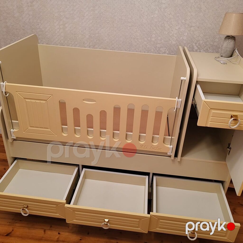Uşaq çarpayısı – modul tipli beşik və komod kombinasiyası - Rəng — Bəşikləri, Bakı (2)