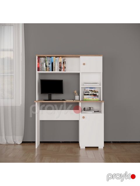 Yazı masası 006, laminat, ağ/qəhvəyi, 50x150x110 sm — Bakı