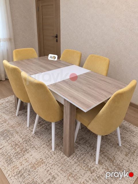 Qonaq otağı üçün, İşlənmiş, Açılan, Dördbucaq masa, 6 stul — Bakı