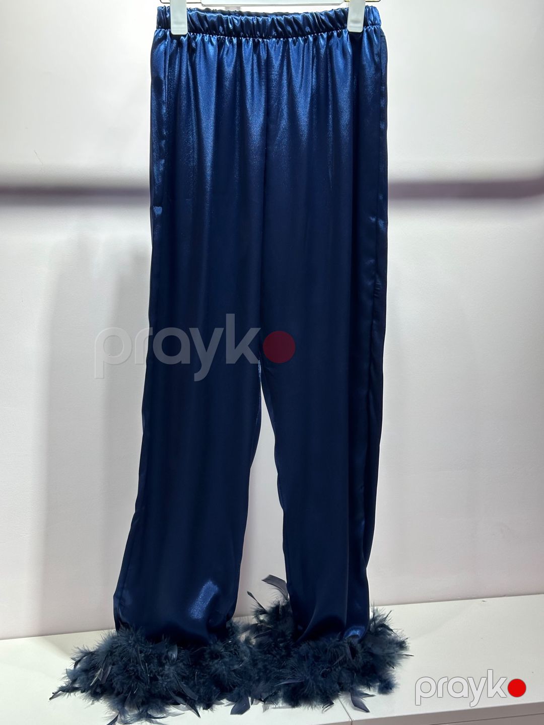 Qadınlar üçün şalvarlı pijama dəsti, göy, atlas, ölçü S-M — Mallar, Bakı (3)