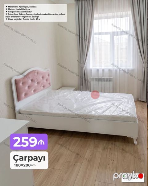 Çarpayı – 160×200 sm - Mexanizm: Açılmayan, bazasız - Daxildir: 1 — Bakı