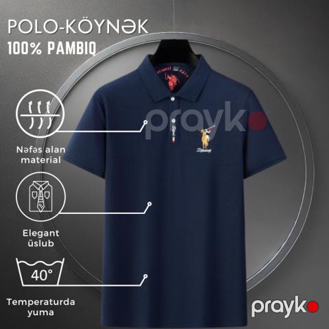 Kişilər üçün polo EB_788, göy, pambıq, ölçü XXL — Bakı