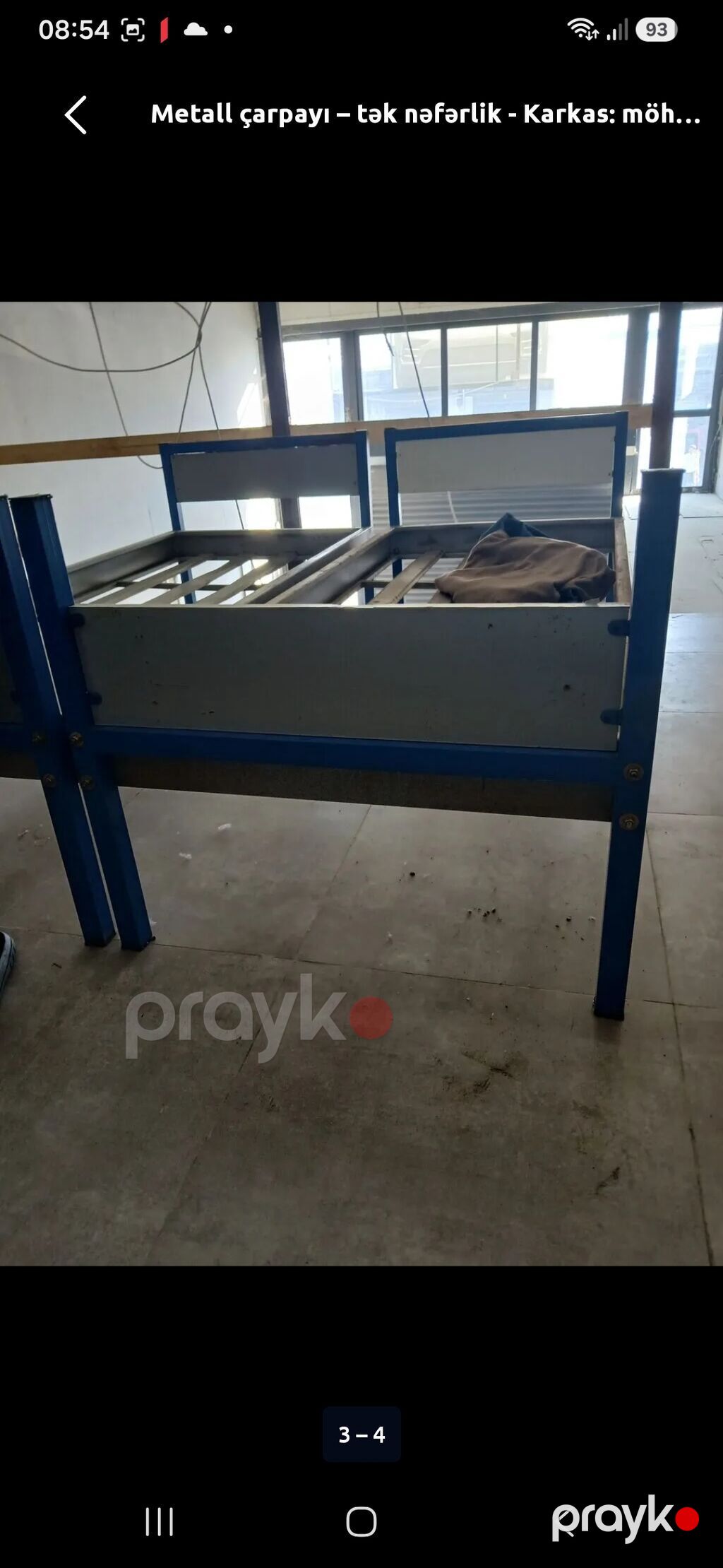 Metall çarpayı – tək nəfərlik - Karkas: qalın profilli metal — Yataqlar, Bakı (4)