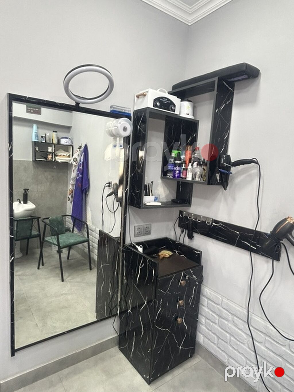 Bərbər salon mebeli Güzgü 1.60 eni isə 0.80 1 ədəd divar rəfi Bir — Salon mebeli, Mehdiabad (3)