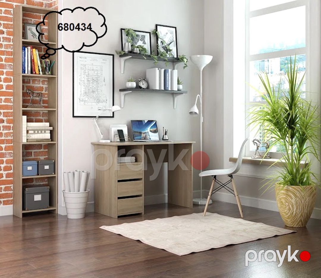 Kompüter masası Letta 3563_M25Stol3PlokiOtkritiySon, Ldsp, 75x52x104 sm, qəhvəyi — Mallar, Bakı (3)