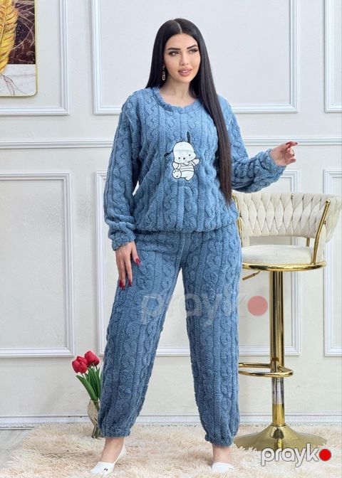 Qadın ev kostyumu dəsti, mavi, yun, ölçü One size — Bakı