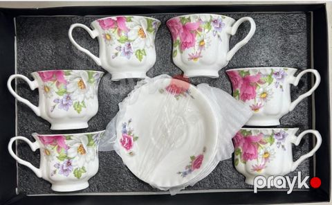Çay servizi, keramika, güllü, 6 nəfərlik, 12 parça — Bakı