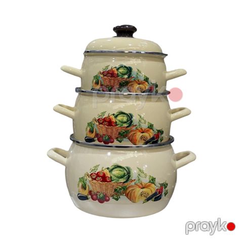 Qazan dəsti SHA-00002909, minalı örtük, ağ, 2 l/ 3.5 l/ 5 l — Bakı
