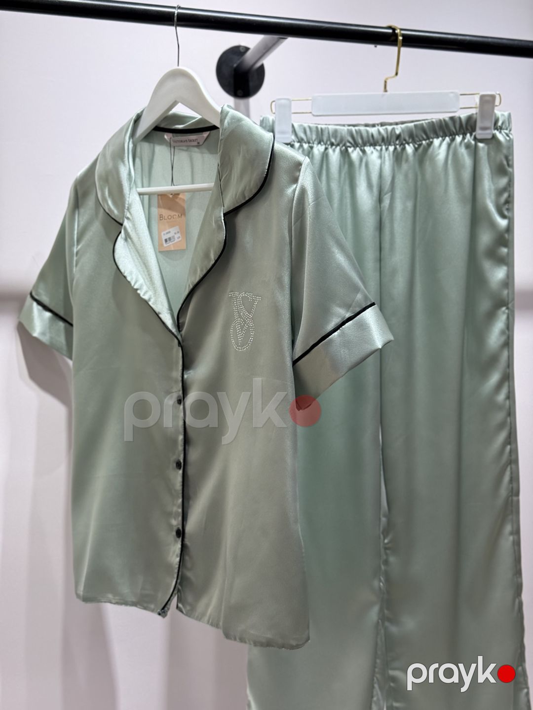 Qadınlar üçün şalvarlı pijama dəsti 2113119_1, yaşıl, atlas, ölçü 36 — Mallar, Bakı (3)