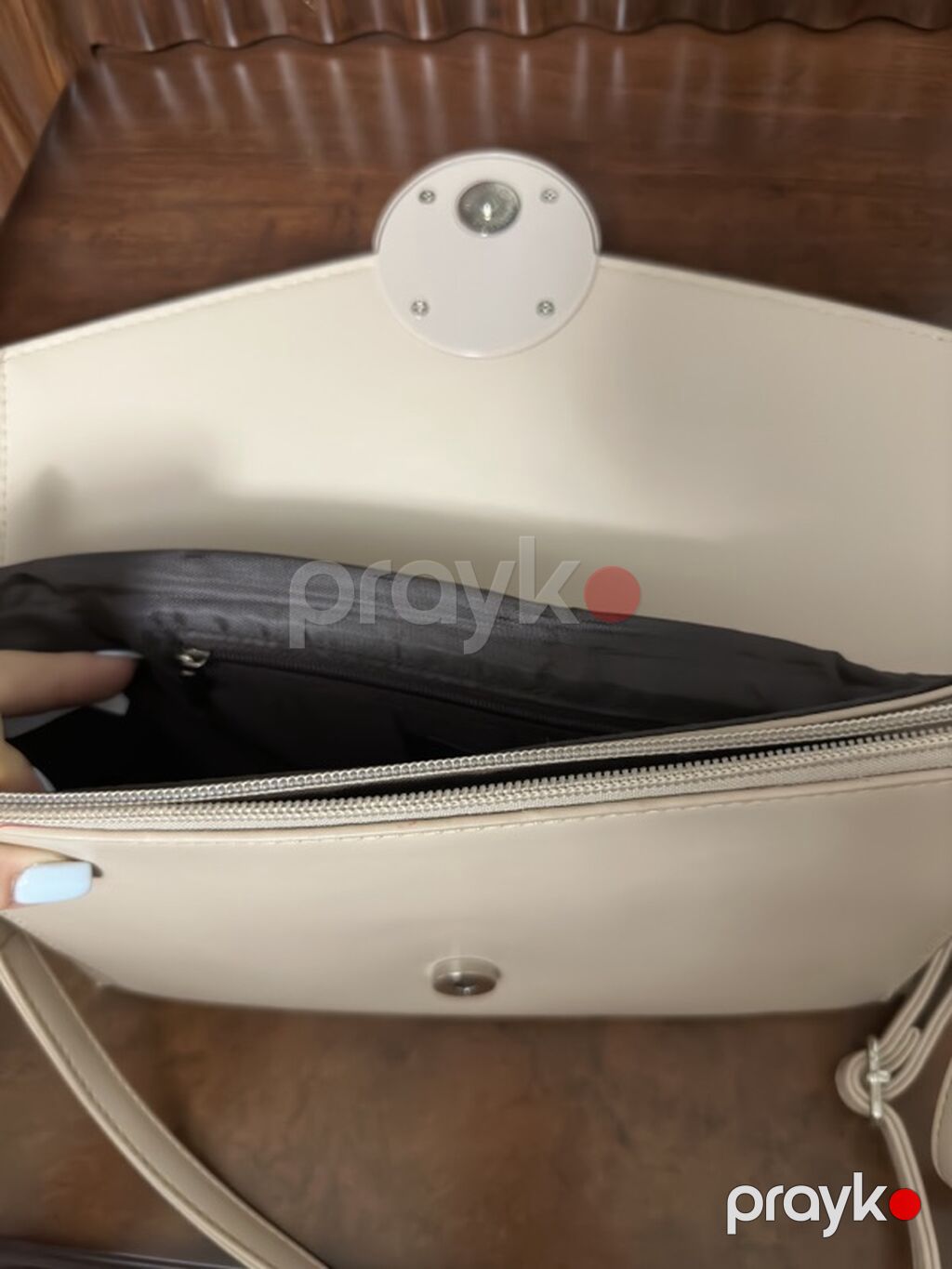 Bej rəngli çiyin/çapraz çanta - Material: yumşaq süni dəri, üst — Çantalar, çamadanlar, cüzdanlar, Gəncə (2)