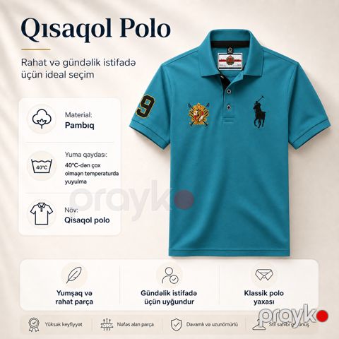 Polo kişilər üçünEB_1391, göy, pambıq, ölçü XL — Bakı