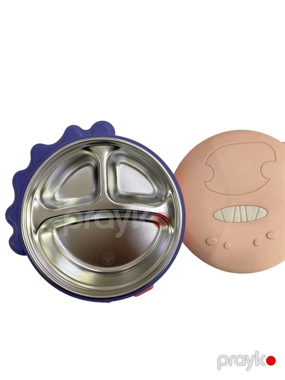 Uşaqlar üçün bölməli boşqab 020, qapaq ilə, metal/plastik, narıncı — Mallar, Bakı (2)