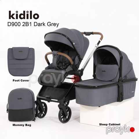 Uşaq arabası Kidilo D900 2B1, tünd boz — Bakı