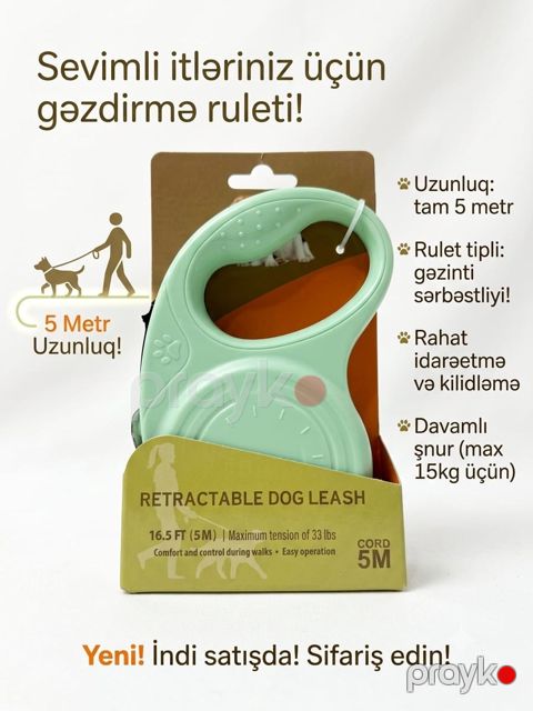 İt gəzdirmə ruletkası No brand, Ruletka, İt, Poliester, Karabin — Bakı