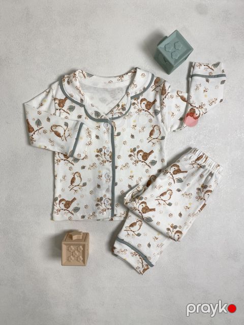 Yenidoğulmuş üçün pijama dəsti, pambıq, ağ, ölçü 12-18 ay — Bakı