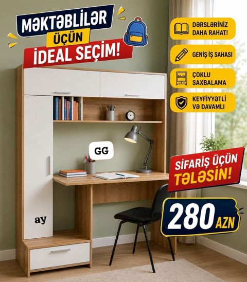 Məktəblilər üçün ideal seçim – funksional iş masası və rəf sistemi — ucuz.mebel — Computer desks and chairs