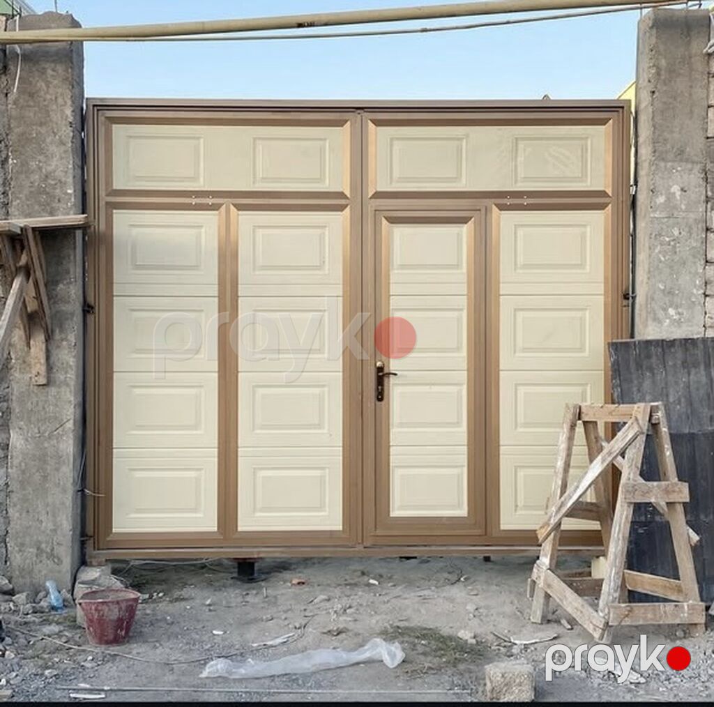 Yeni Dəmir Həyət darvazası, Yana açılan, Avtomatik, Qapı ilə, rəng - Bej, Pulsuz quraşdırma, Pulsuz çatdırılma, Rayonlara çatdırılma — Pəncərələr, qapılar, balkonlar, Bakı (2)