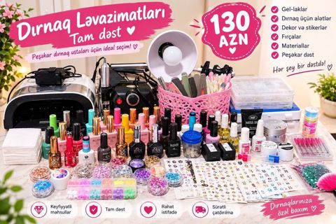 Dırnaq Ləvazimatları – Tam dəst Peşəkar dırnaq ustaları üçün ideal — Bakı