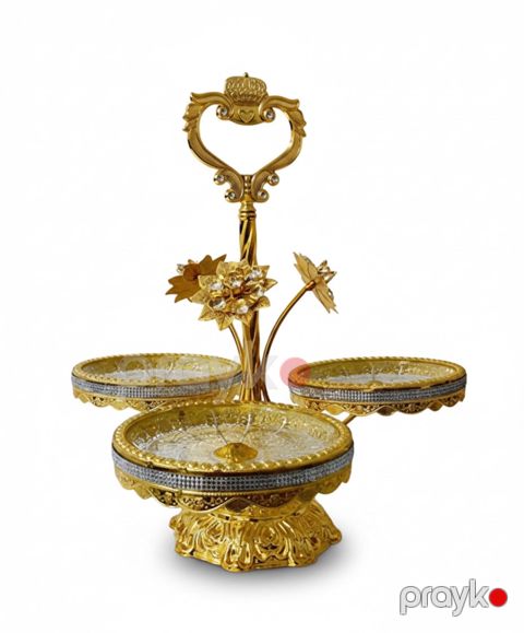 Şirniyyat qabı KahnSport070118, paslanmayan polad, qızılı, 45x43 sm, dairəvi - KahnSport070118 — Bakı