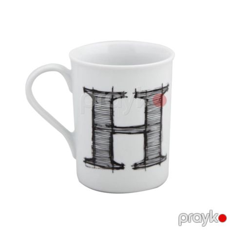 Krujka Porland Letter H 04AP016103, ağ, 285 ml — Bakı