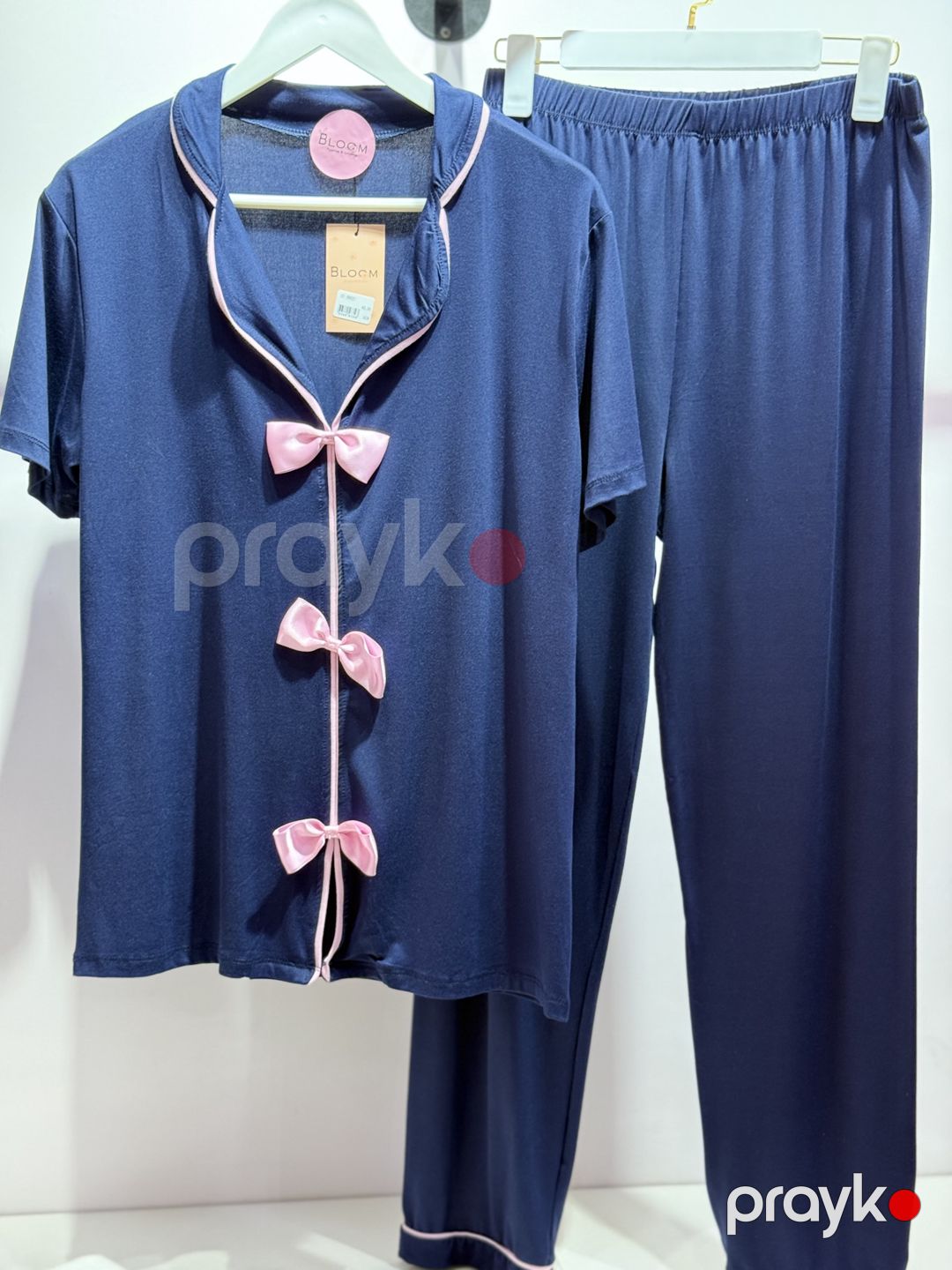 Qadınlar üçün şalvarlı pijama dəsti B-73, tünd göy, poliester/likra, ölçü 2XL — Mallar, Bakı (3)