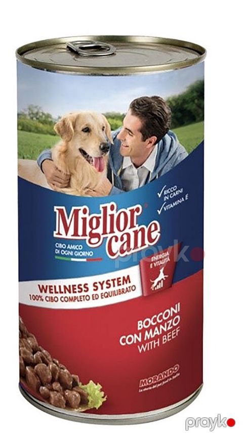 Nəm yem itlər üçün Morando MigliorCane Chunks with Beef, 1250 q — Bakı