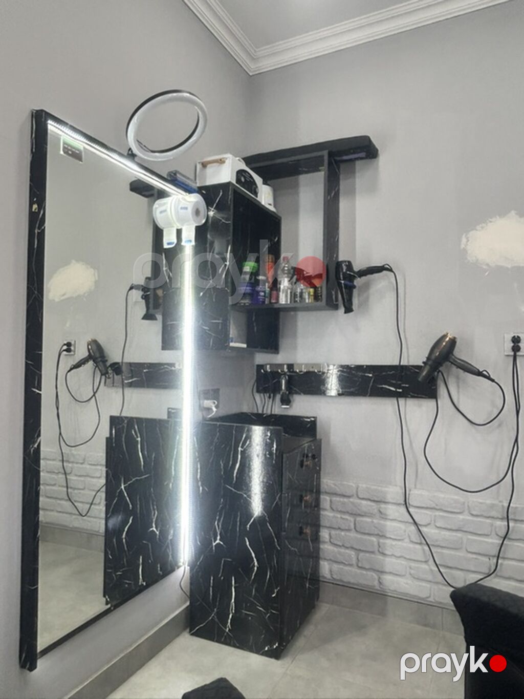 Güzgü 1.60 eni 0.80 Divar rəfi Yerdən şkaf Bərbər/kosmetoloji — Salon mebeli, Mehdiabad (2)