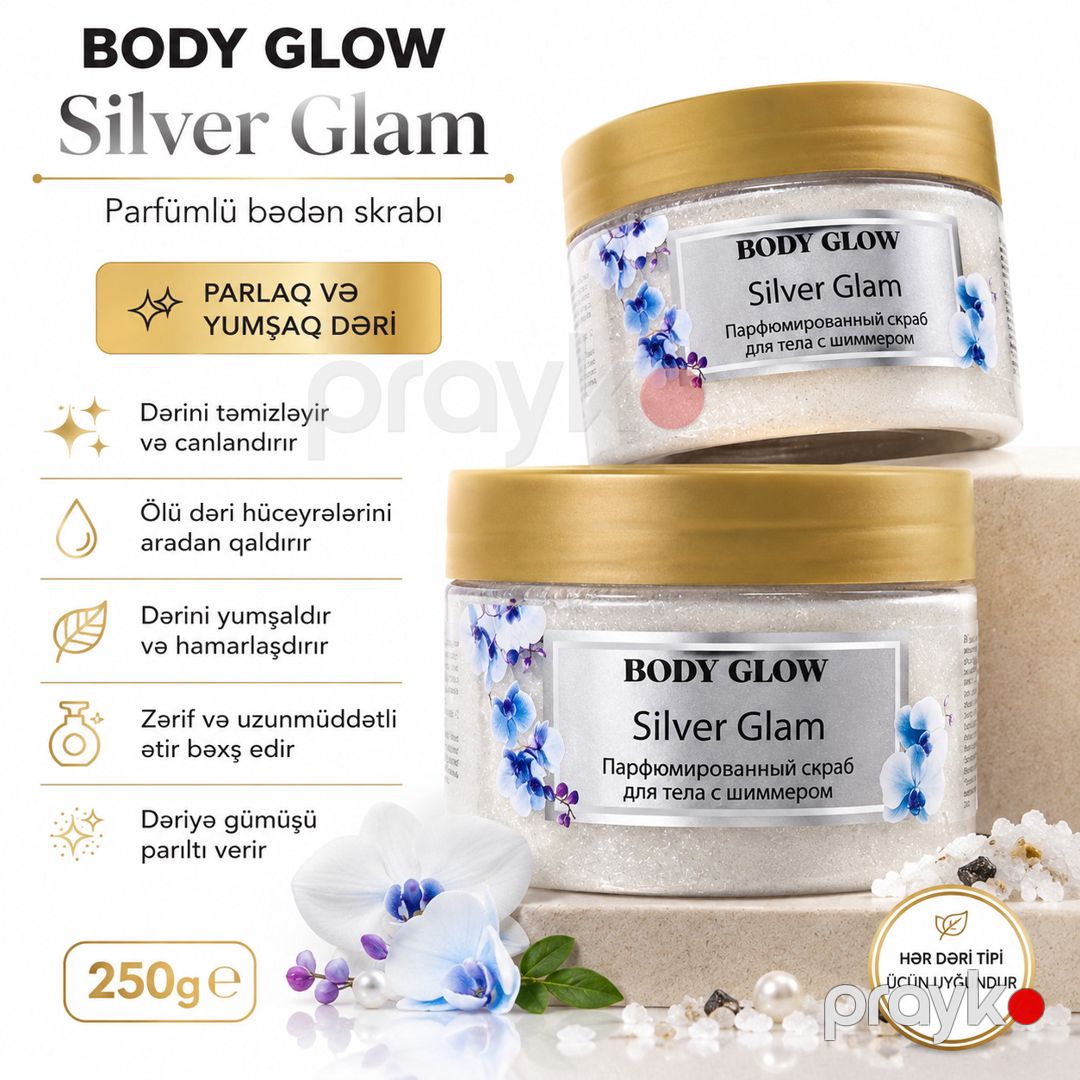 Bədən üçün skrab No brand Body Glow Silver Glam 250 ml — Mallar, Bakı (2)